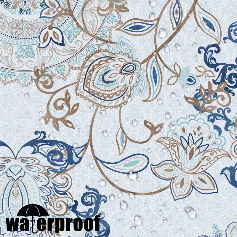 Neasow Light Blue and Navy Paisley Shower Curtain, Cool Teal Design Floral Bathroom Curtain Shower Curtains 72Ã—72 inches - Image 4